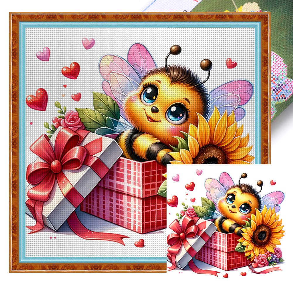 Valentine'S Day Bee (25*25CM) 18CT Stamped Cross Stitch