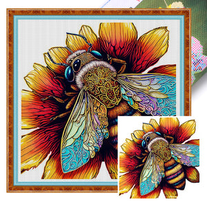 Colorful Bee (30*30CM) 18CT Stamped Cross Stitch