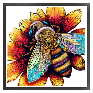 Colorful Bee (30*30CM) 18CT Stamped Cross Stitch