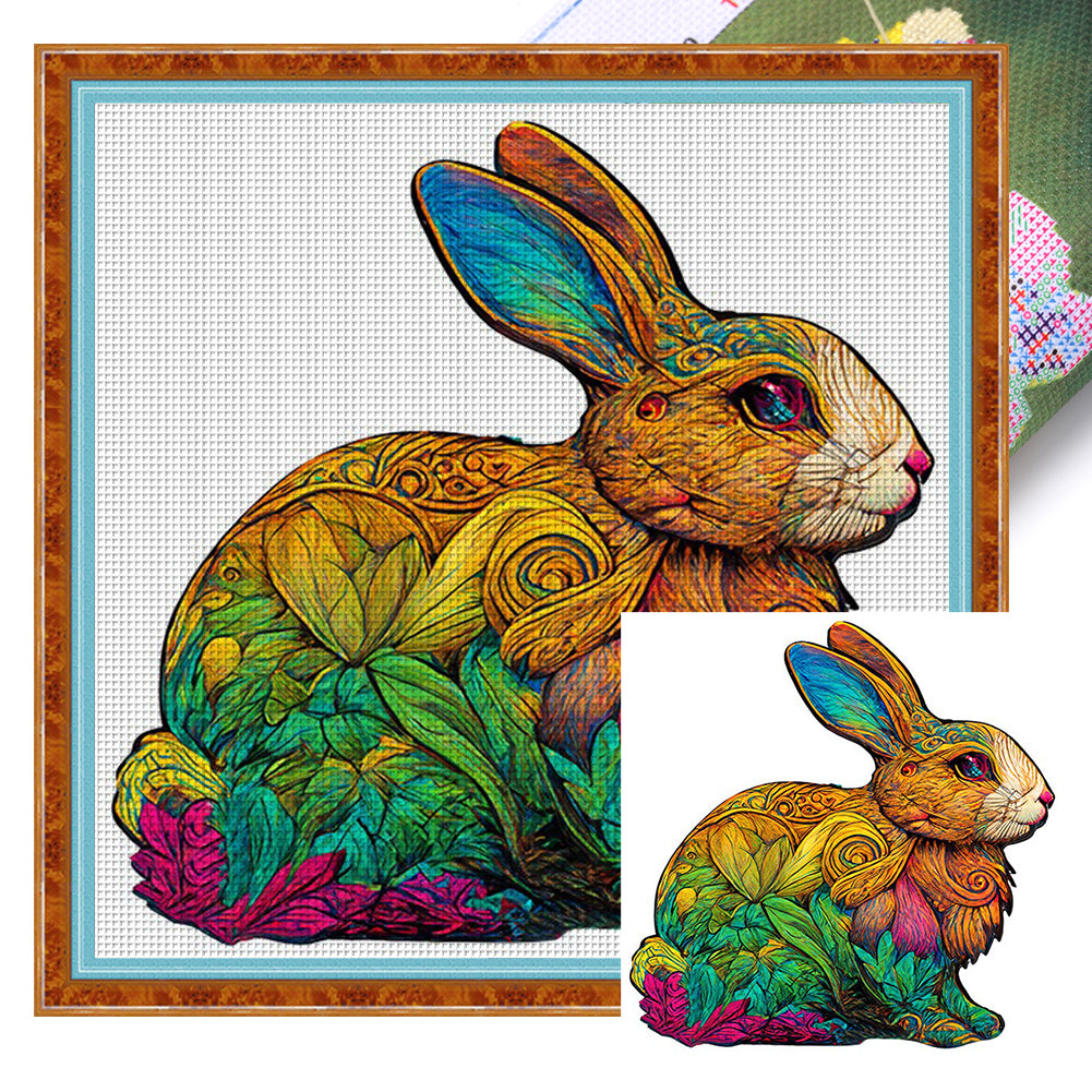 Colorful Bunny (30*30CM) 18CT Stamped Cross Stitch