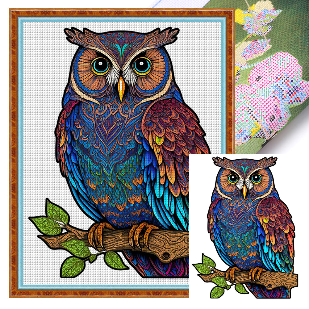 Colorful Owl (30*40CM) 18CT Stamped Cross Stitch