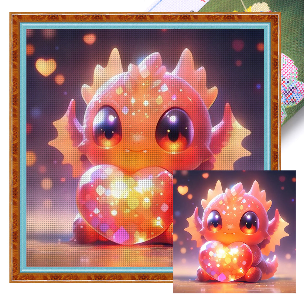 Cute Glowing Dragon (40*40CM) 11CT Stamped Cross Stitch