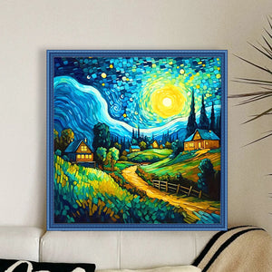 Van Gogh Starry Sky (40*40CM) 14CT Stamped Cross Stitch