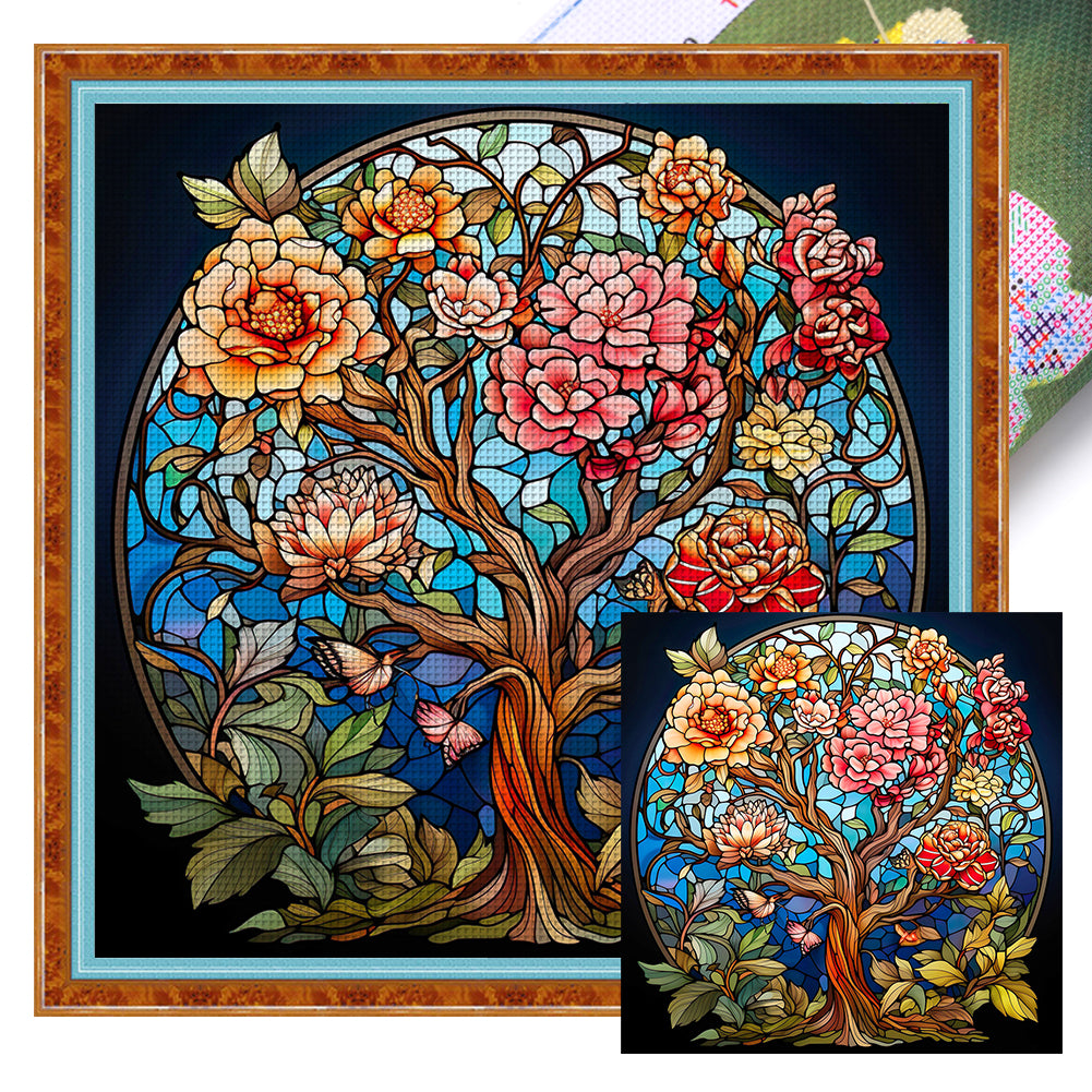 Glass Painting-Tree Of Life (40*40CM) 14CT Stamped Cross Stitch