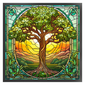 Glass Painting-Tree Of Life (40*40CM) 14CT Stamped Cross Stitch