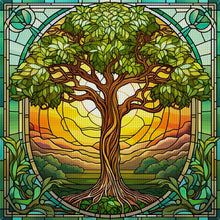 Load image into Gallery viewer, Glass Painting-Tree Of Life (40*40CM) 14CT Stamped Cross Stitch
