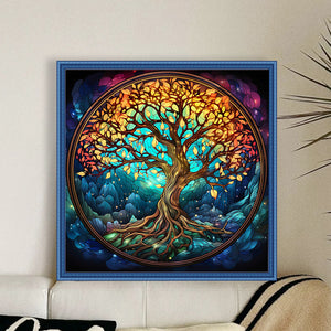 Glass Painting-Tree Of Life (40*40CM) 14CT Stamped Cross Stitch