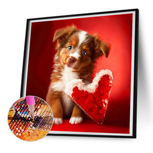 Love And Puppy 30*30CM(Canvas) Full Round Drill Diamond Painting