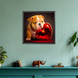 Love And Puppy 30*30CM(Canvas) Full Round Drill Diamond Painting