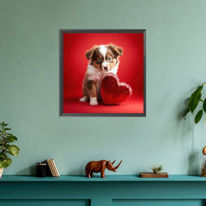 Love And Puppy 30*30CM(Canvas) Full Round Drill Diamond Painting