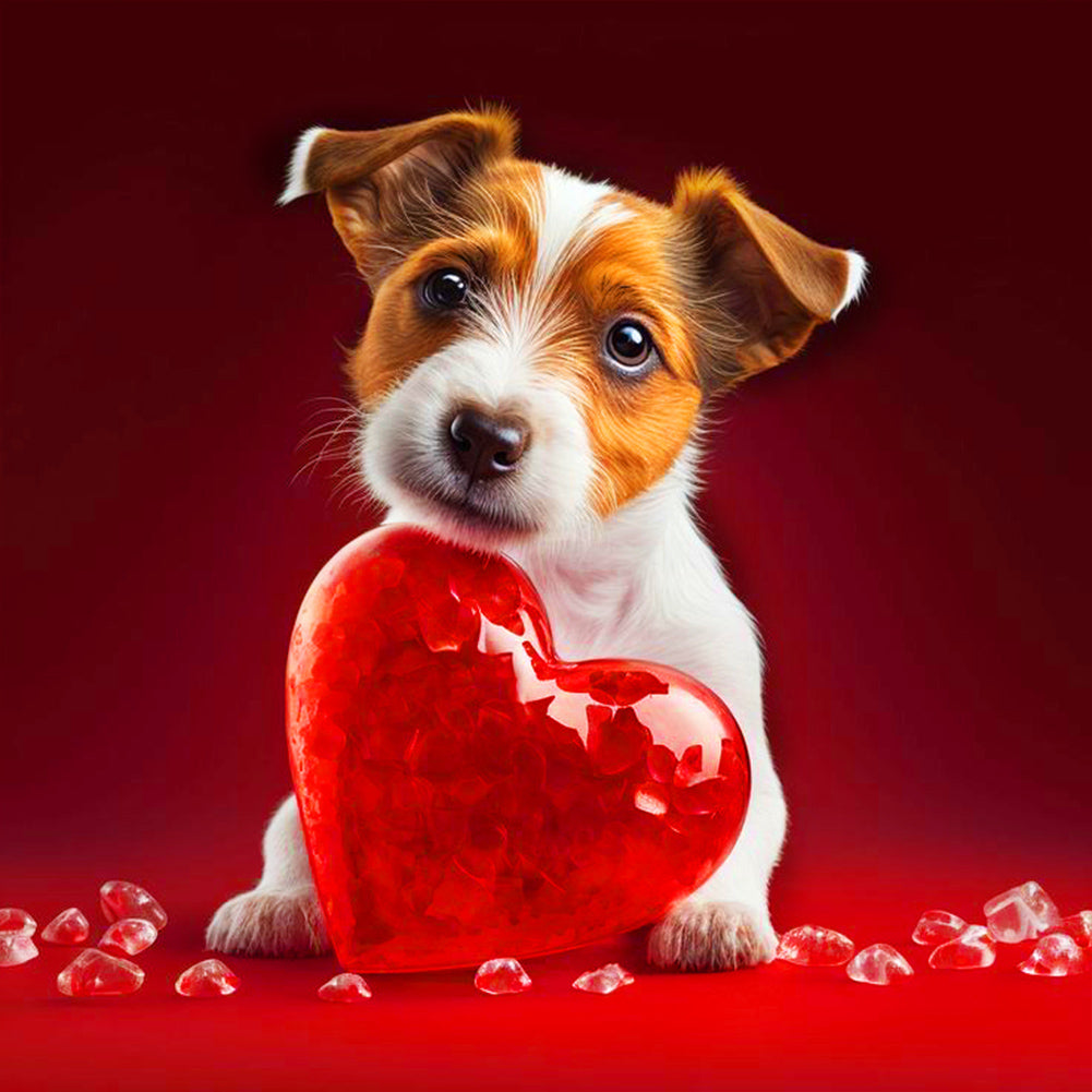 Love And Puppy 30*30CM(Canvas) Full Round Drill Diamond Painting