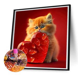 Love And Kitten 30*30CM(Canvas) Full Round Drill Diamond Painting