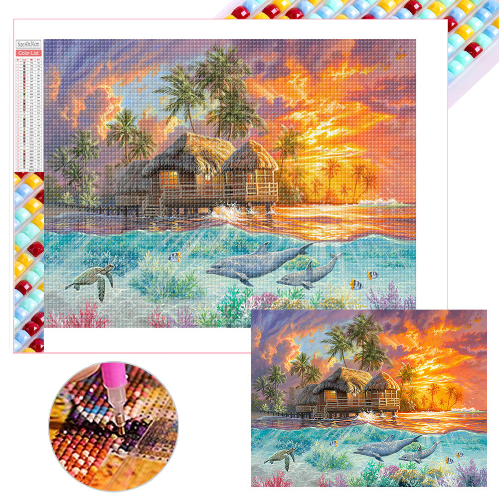 Tropical Seaside 40*30CM(Picture) Full Square Drill Diamond Painting