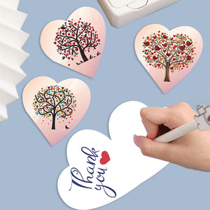 6 Pcs Christmas Special Shape Diamond Painting Greeting Card Kit (Heart Tree)