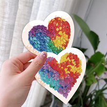 Load image into Gallery viewer, 6 Pcs Christmas Special Shape Diamond Painting Greeting Card Kit(Colorful Heart)
