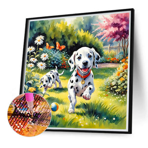 Playful Dog 40*40CM(Canvas) Full Round Drill Diamond Painting