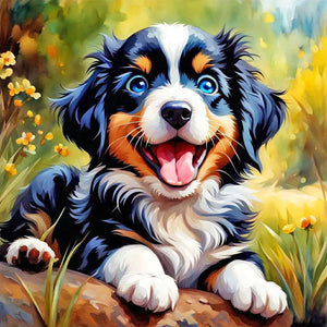 Happy Dog 40*40CM(Canvas) Full Round Drill Diamond Painting
