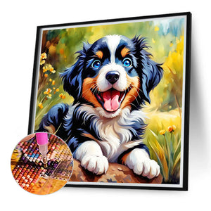 Happy Dog 40*40CM(Canvas) Full Round Drill Diamond Painting