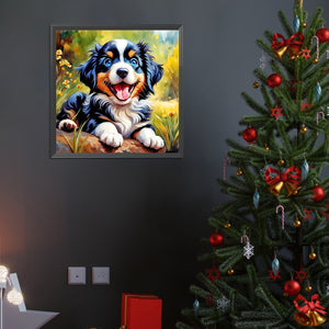 Happy Dog 40*40CM(Canvas) Full Round Drill Diamond Painting