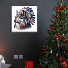 Load image into Gallery viewer, Indian Wolf Head 40*40CM(Canvas) Full Round Drill Diamond Painting
