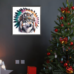 Indian Wolf Head 40*40CM(Canvas) Full Round Drill Diamond Painting