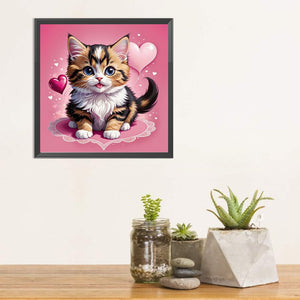 Valentine'S Day Love Cat 30*30CM(Picture) Full Square Drill Diamond Painting