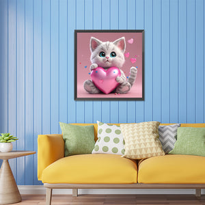 Valentine'S Day Love Cat 30*30CM(Picture) Full Square Drill Diamond Painting