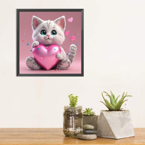 Valentine'S Day Love Cat 30*30CM(Picture) Full Square Drill Diamond Painting