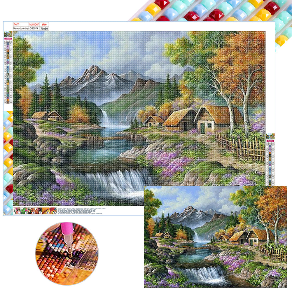 Forest Waterfall 70*50CM(Canvas) Full Square Drill Diamond Painting