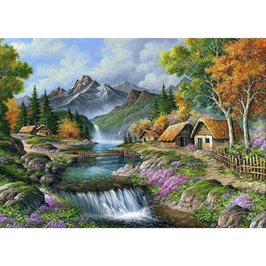 Forest Waterfall 70*50CM(Canvas) Full Square Drill Diamond Painting