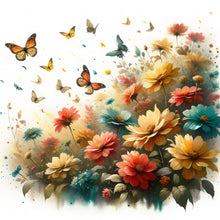 Load image into Gallery viewer, Butterfly On Flower Bush 30*30CM(Canvas) Full Round Drill Diamond Painting
