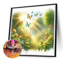 Load image into Gallery viewer, Butterfly On Flower Bush 30*30CM(Canvas) Full Round Drill Diamond Painting
