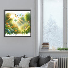 Load image into Gallery viewer, Butterfly On Flower Bush 30*30CM(Canvas) Full Round Drill Diamond Painting
