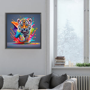 Colorful Little Tiger 30*30CM(Canvas) Full Round Drill Diamond Painting