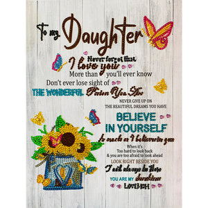 To My Daughter, Warm Sunflowers 30*40CM(Canvas) Partial Special Shaped Drill Diamond Painting