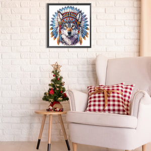 Indian Wolf 30*30CM(Canvas) Partial Special Shaped Drill Diamond Painting