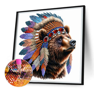 Indian Bear 30*30CM(Canvas) Partial Special Shaped Drill Diamond Painting