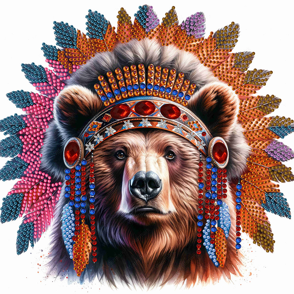 Indian Bear 30*30CM(Canvas) Partial Special Shaped Drill Diamond Painting