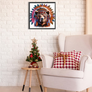 Indian Bear 30*30CM(Canvas) Partial Special Shaped Drill Diamond Painting