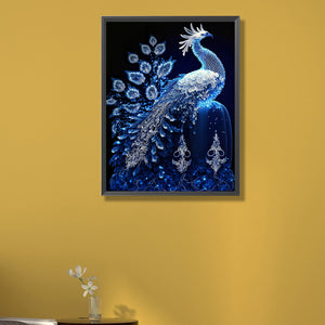 Blue Crystal Peacock 40*55CM(Picture) Full AB Round Drill Diamond Painting