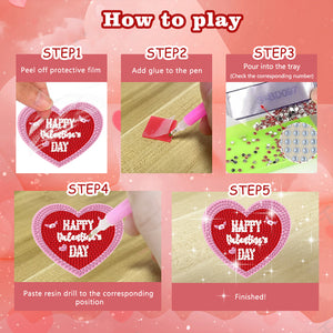 10 Pcs Wooden Diamond Painting Art Coaster Kit with Holder for Beginners (Heart)
