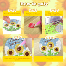 Load image into Gallery viewer, 8 Pcs Wooden Diamond Painting Coasters Kits with Holder for Beginners(Sunflower)
