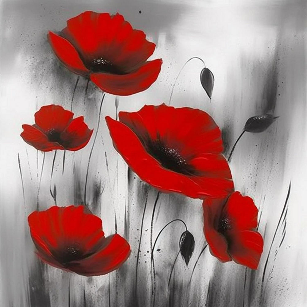 Poppy Flower 30*30CM(Canvas) Full Round Drill Diamond Painting