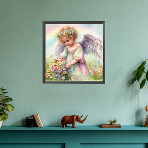 Angel Baby Picking Flowers 30*30CM(Canvas) Full Round Drill Diamond Painting