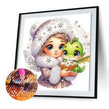 Load image into Gallery viewer, Blonde Girl And Dragon 30*30CM(Canvas) Partial Special Shaped Drill Diamond Painting
