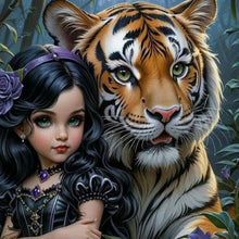 Load image into Gallery viewer, Girl And Tiger 30*30CM(Canvas) Full Round Drill Diamond Painting
