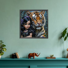 Load image into Gallery viewer, Girl And Tiger 30*30CM(Canvas) Full Round Drill Diamond Painting
