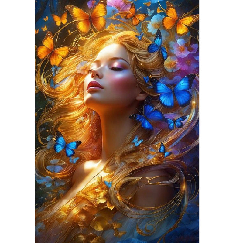 Blonde Butterfly Girl 30*40CM(Canvas) Full Square Drill Diamond Painting