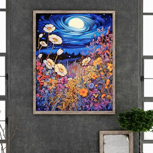 Late Night Mountain Wildflowers 40*50CM(Canvas) Full Round Drill Diamond Painting