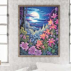 Late Night Mountain Wildflowers 40*50CM(Canvas) Full Round Drill Diamond Painting